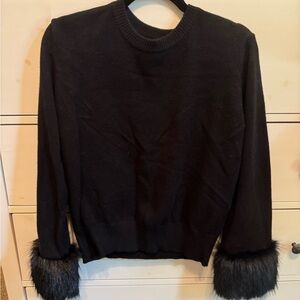 Buddy Love Black Sweater with Faux Fur Cuffs